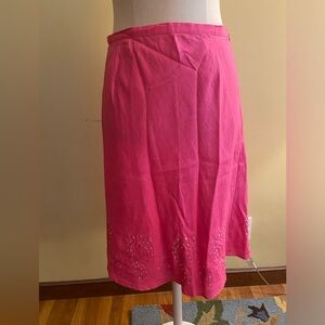 Pink Linen beaded skirt
